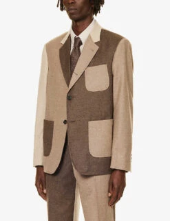 Fun-Mix Contrast-panel Regular-fit Wool Jacket 11 Fun-Mix Contrast-panel Regular-fit Wool Jacket -Selfidges Launches R04152272 DARKBROWN ALT02