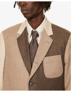 Fun-Mix Contrast-panel Regular-fit Wool Jacket 13 Fun-Mix Contrast-panel Regular-fit Wool Jacket -Selfidges Launches R04152272 DARKBROWN ALT04