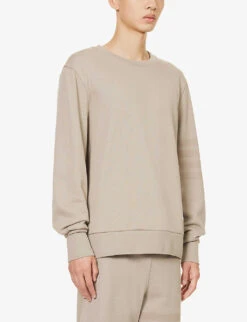 Four-bar Regular-fit Cotton-jersey Sweatshirt -Selfidges Launches R04152278 BEIGE ALT02