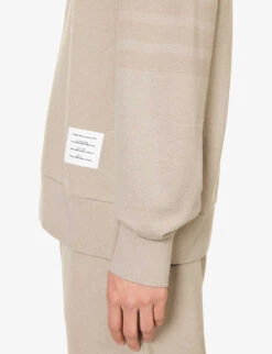 Four-bar Regular-fit Cotton-jersey Sweatshirt -Selfidges Launches R04152278 BEIGE ALT04