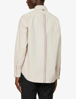 Brand-stripe Buttoned-cuff Relaxed-fit Cotton-poplin Shirt -Selfidges Launches R04152295 OFFWHITE ALT03