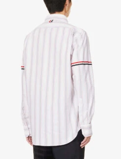 Grosgrain-trim Striped Relaxed-fit Cotton Shirt -Selfidges Launches R04152298 BLUEWHITESTRIPE ALT03