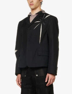 Origami Laser-cur Regular-fit Woven Blazer -Selfidges Launches R04152306 BLACK ALT02