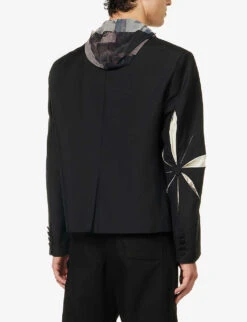 Origami Laser-cur Regular-fit Woven Blazer -Selfidges Launches R04152306 BLACK ALT03