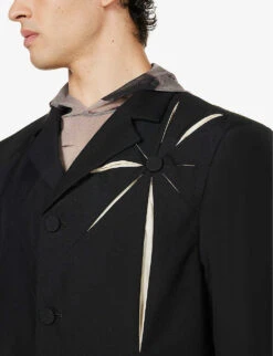Origami Laser-cur Regular-fit Woven Blazer -Selfidges Launches R04152306 BLACK ALT04