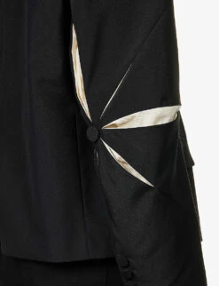 Origami Laser-cur Regular-fit Woven Blazer -Selfidges Launches R04152306 BLACK ALT05