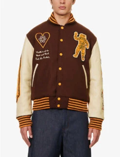 Billionaire Boys Club Brand-appliquéd Boxy-fit Woven Varsity Jacket -Selfidges Launches R04153427 BROWN ALT02