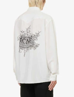 Acne Studios Sandrok Western Graphic-print Oversized Woven Shirt -Selfidges Launches R04157568 OFFWHITE ALT03