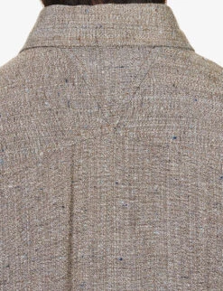 Bottega Veneta Triangle-inlay Relaxed-fit Woven Shirt -Selfidges Launches R04157970 BROWNWHITEBLUE ALT06