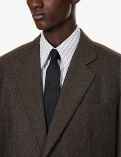 Bottega Veneta Notched-lapel Single-breasted Relaxed-fit Wool Blazer -Selfidges Launches R04157979 BROWNREDBLUE ALT04