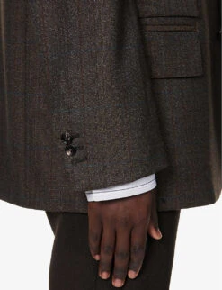 Bottega Veneta Notched-lapel Single-breasted Relaxed-fit Wool Blazer -Selfidges Launches R04157979 BROWNREDBLUE ALT05