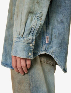Acne Studios Karty Distressed Relaxed-fit Denim Shirt -Selfidges Launches R04158759 MIDBLUE ALT04