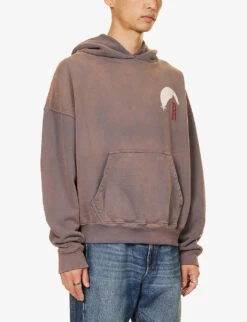 Rhude Moon Graphic-print Cotton-jersey Hoody -Selfidges Launches R04160421 VINTAGEGREY ALT02