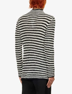 Dries Van Noten Striped Funnel-neck Regular-fit Wool And Cashmere-blend Jumper -Selfidges Launches R04161201 BLACK ALT03