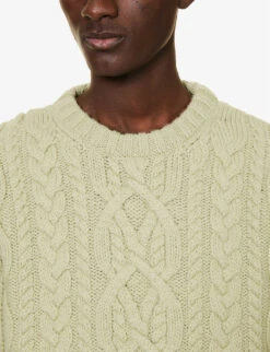 Dries Van Noten Relaxed-fit Cable-knit Wool Jumper 12 Dries Van Noten Relaxed-fit Cable-knit Wool Jumper -Selfidges Launches R04161202 LIGHTGREEN ALT04