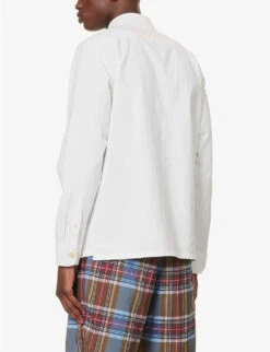 Zebra-embroidered Flap-pocket Regular-fit Organic-cotton Shirt -Selfidges Launches R04161310 WHITE ALT03