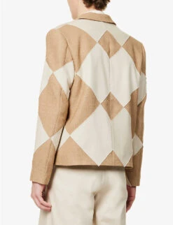 Naimbana Diamond-pattern Wool Blazer -Selfidges Launches R04162392 CREAMBEIGE ALT03