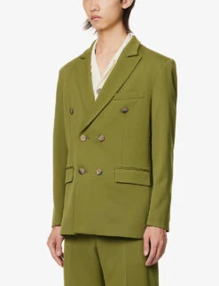 Mark Rothko Double-breasted Relaxed-fit Stretch Woven-blend Blazer -Selfidges Launches R04162393 GREEN ALT02