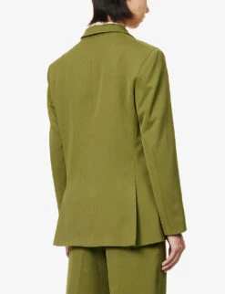 Mark Rothko Double-breasted Relaxed-fit Stretch Woven-blend Blazer -Selfidges Launches R04162393 GREEN ALT03