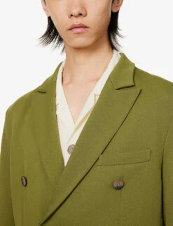 Mark Rothko Double-breasted Relaxed-fit Stretch Woven-blend Blazer -Selfidges Launches R04162393 GREEN ALT05