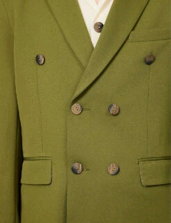 Mark Rothko Double-breasted Relaxed-fit Stretch Woven-blend Blazer -Selfidges Launches R04162393 GREEN ALT06