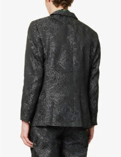 Patterned Single-breasted Notched-lapel Woven Blazer -Selfidges Launches R04162394 BLACK ALT03