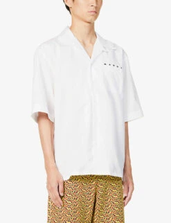 Marni Brand-print Patch-pocket Boxy-fit Cotton-poplin Shirt -Selfidges Launches R04162779 LILYWHITE ALT02