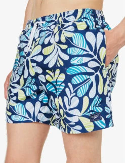 Speedo Watershort 40cm Abstract-print Recycled-polyester Swim Shorts -Selfidges Launches R04163365 BLUEAQUWHITESPRITZ ALT04