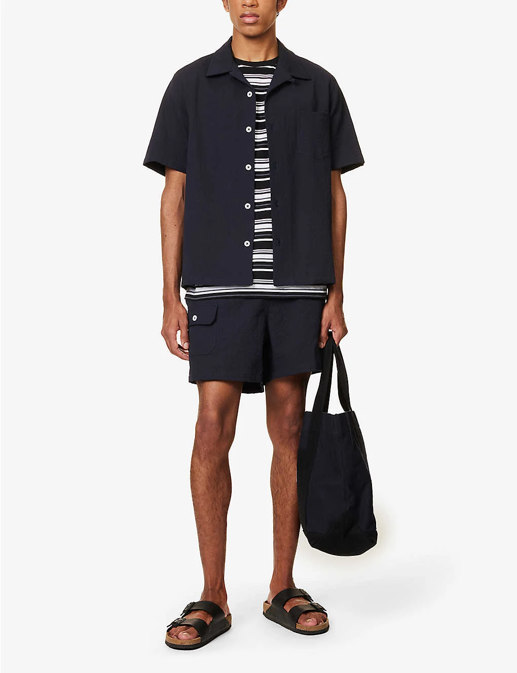 Cocktail Seersucker-texture Relaxed-fit Cotton-blend Shirt 4 Cocktail Seersucker-texture Relaxed-fit Cotton-blend Shirt - Image 2