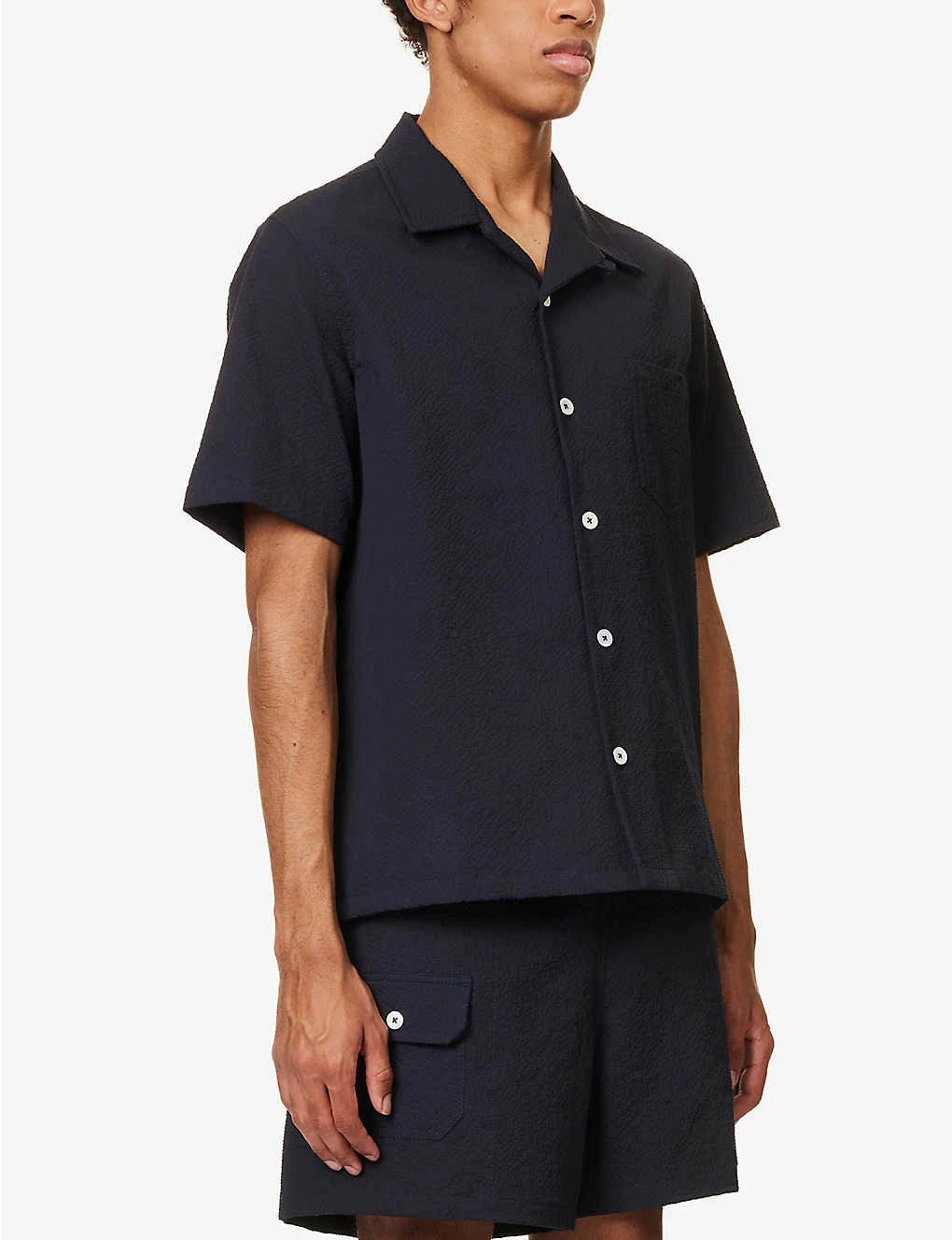 Cocktail Seersucker-texture Relaxed-fit Cotton-blend Shirt 5 Cocktail Seersucker-texture Relaxed-fit Cotton-blend Shirt - Image 3