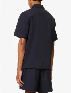 Cocktail Seersucker-texture Relaxed-fit Cotton-blend Shirt 10 Cocktail Seersucker-texture Relaxed-fit Cotton-blend Shirt -Selfidges Launches R04164482 NAVY ALT03