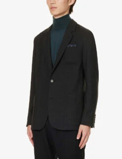 PAUL SMITH Single-breasted Notched-lapel Regular-fit Wool Blazer -Selfidges Launches R04165092 ANTHRACITE ALT02