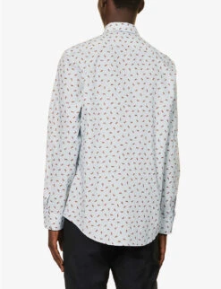 PAUL SMITH Boat Graphic-print Regular-fit Cotton-poplin Shirt -Selfidges Launches R04165122 LIGHTBLUE ALT03