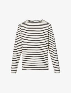 Nudie Jeans Charles Sailor Striped Knitted Organic-cotton T-shirt