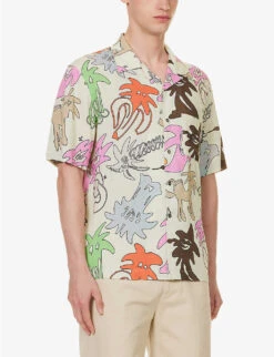 Palm Angels Palmity Graphic-print Relaxed-fit Twill Bowling Shirt 9 Palm Angels Palmity Graphic-print Relaxed-fit Twill Bowling Shirt -Selfidges Launches R04166069 BUTTERMULTICOLOUR ALT02