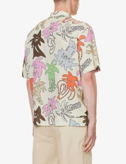 Palm Angels Palmity Graphic-print Relaxed-fit Twill Bowling Shirt 10 Palm Angels Palmity Graphic-print Relaxed-fit Twill Bowling Shirt -Selfidges Launches R04166069 BUTTERMULTICOLOUR ALT03