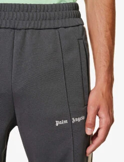 Palm Angels Brand-embroidered Zipped-hem Woven Jogging Bottoms -Selfidges Launches R04166093 DARKGREYWHITE ALT04