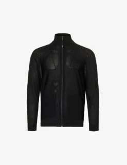 Brand-embossed Funnel-neck Regular-fit Knitted Sweatshirt