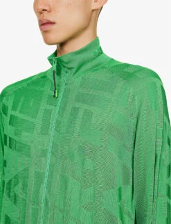 Brand-embossed Funnel-neck Regular-fit Knitted Jacket -Selfidges Launches R04166418 ABSYNTHE ALT04