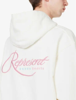 Represent Resort Brand-embroidered Relaxed-fit Stretch-cotton Hoody 11 Represent Resort Brand-embroidered Relaxed-fit Stretch-cotton Hoody -Selfidges Launches R04167329 FLATWHITE ALT04