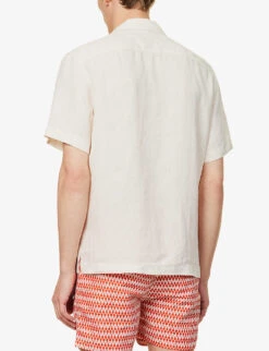 Camp-collar Patch-pocket Regular-fit Linen Shirt -Selfidges Launches R04167470 STRAW ALT03