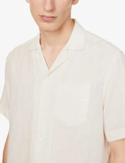 Camp-collar Patch-pocket Regular-fit Linen Shirt -Selfidges Launches R04167470 STRAW ALT04