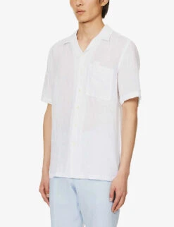 120% Lino Camp-collar Regular-fit Linen Shirt -Selfidges Launches R04167669 WHITE ALT02