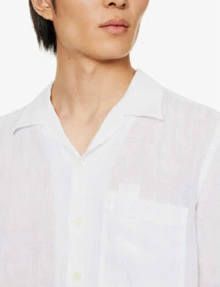 120% Lino Camp-collar Regular-fit Linen Shirt -Selfidges Launches R04167669 WHITE ALT04