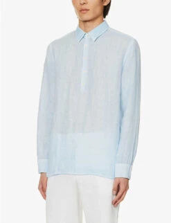 120% Lino Spread-collar Regular-fit Linen Shirt 10 120% Lino Spread-collar Regular-fit Linen Shirt -Selfidges Launches R04167670 BABYSOFTFADE ALT02