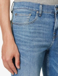 7 For All Mankind Slimmy Brand-patch Slim-fit Stretch-denim Jeans -Selfidges Launches R04167698 LIGHTBLUE ALT04