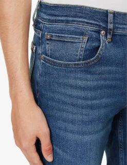 7 For All Mankind Slimmy Brand-patch Regular-fit Stretch-denim Jeans -Selfidges Launches R04167700 MIDBLUE ALT04