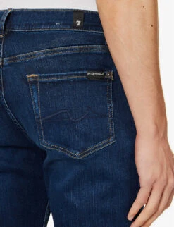 7 For All Mankind Stretch Tek Brand-patch Slim-fit Stretch-denim Jeans -Selfidges Launches R04167701 DARKBLUE ALT04