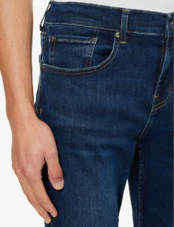 7 For All Mankind Stretch Tek Brand-patch Slim-fit Stretch-denim Jeans -Selfidges Launches R04167701 DARKBLUE ALT05