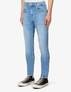 7 For All Mankind Paxtyn Mid-rise Tapered-leg Stretch-denim Jeans -Selfidges Launches R04167702 LIGHTBLUE ALT02
